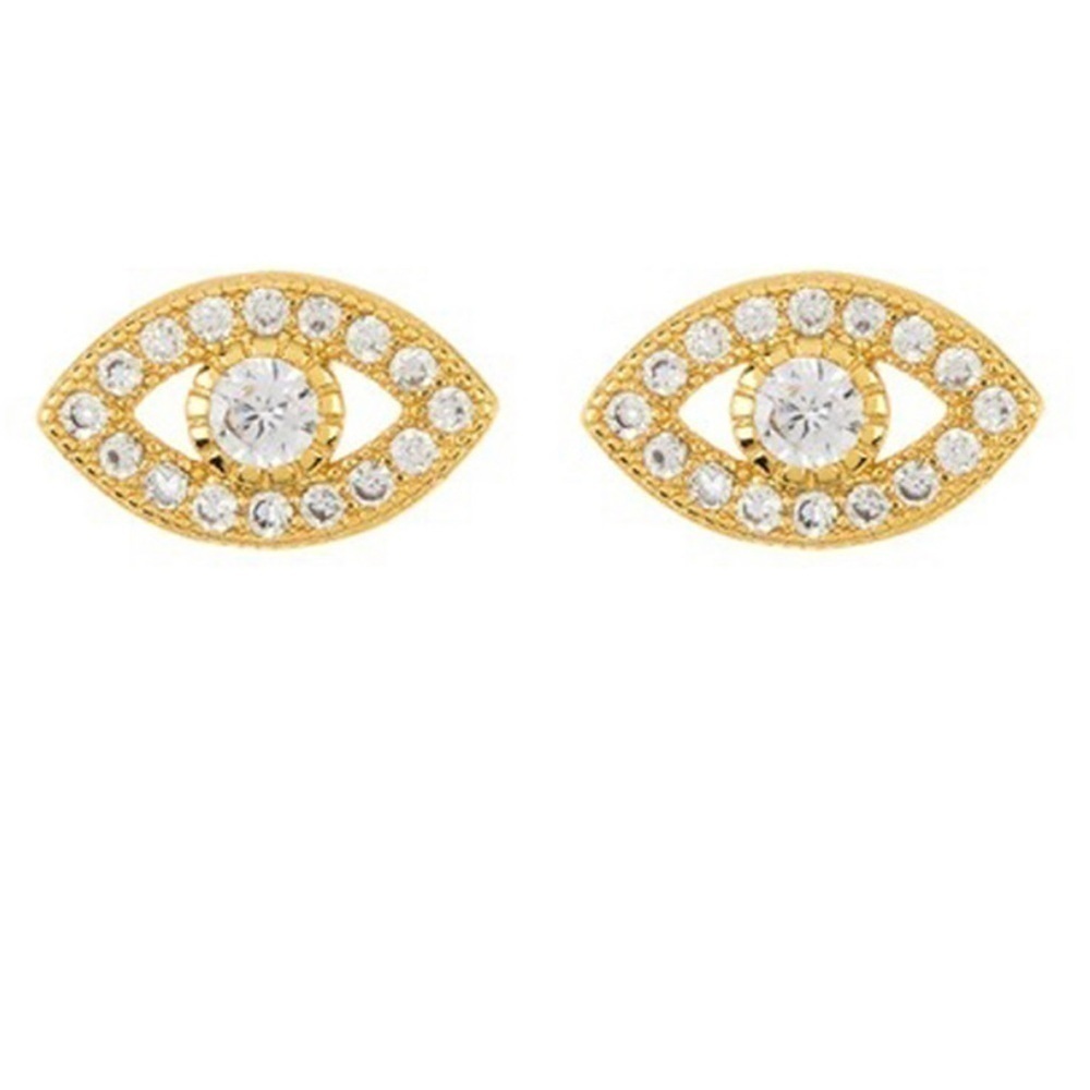 Adornia 14K Over Silver Crystal Evil Eye Studs